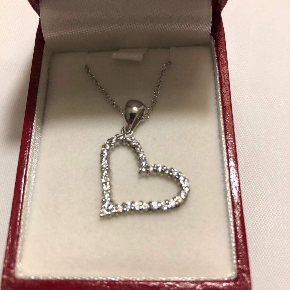 Silver heart bling necklace